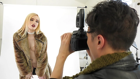 Hot blonde does an intense masturbation